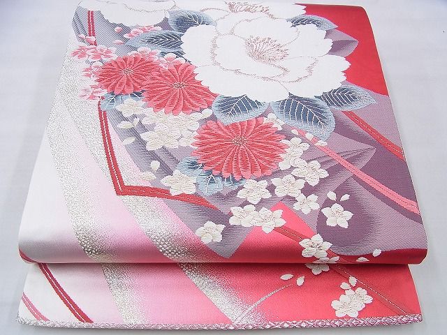 平和屋着物◎六通柄袋帯 唐織 春秋花文 金銀糸 逸品 BAAI2677th