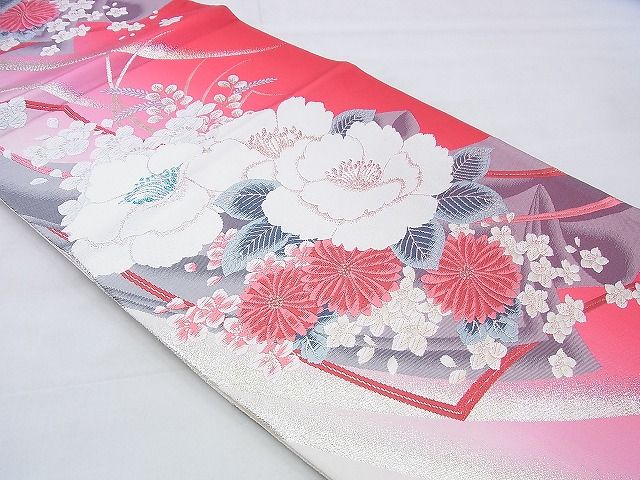 平和屋着物◎六通柄袋帯 唐織 春秋花文 金銀糸 逸品 BAAI2677th
