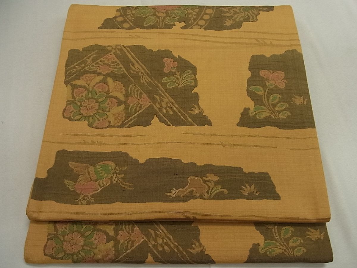 平和屋着物◎六通柄袋帯 横段絵皿花文 逸品 CAAG5337ak
