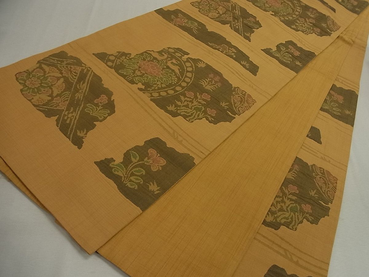 平和屋着物◎六通柄袋帯 横段絵皿花文 逸品 CAAG5337ak