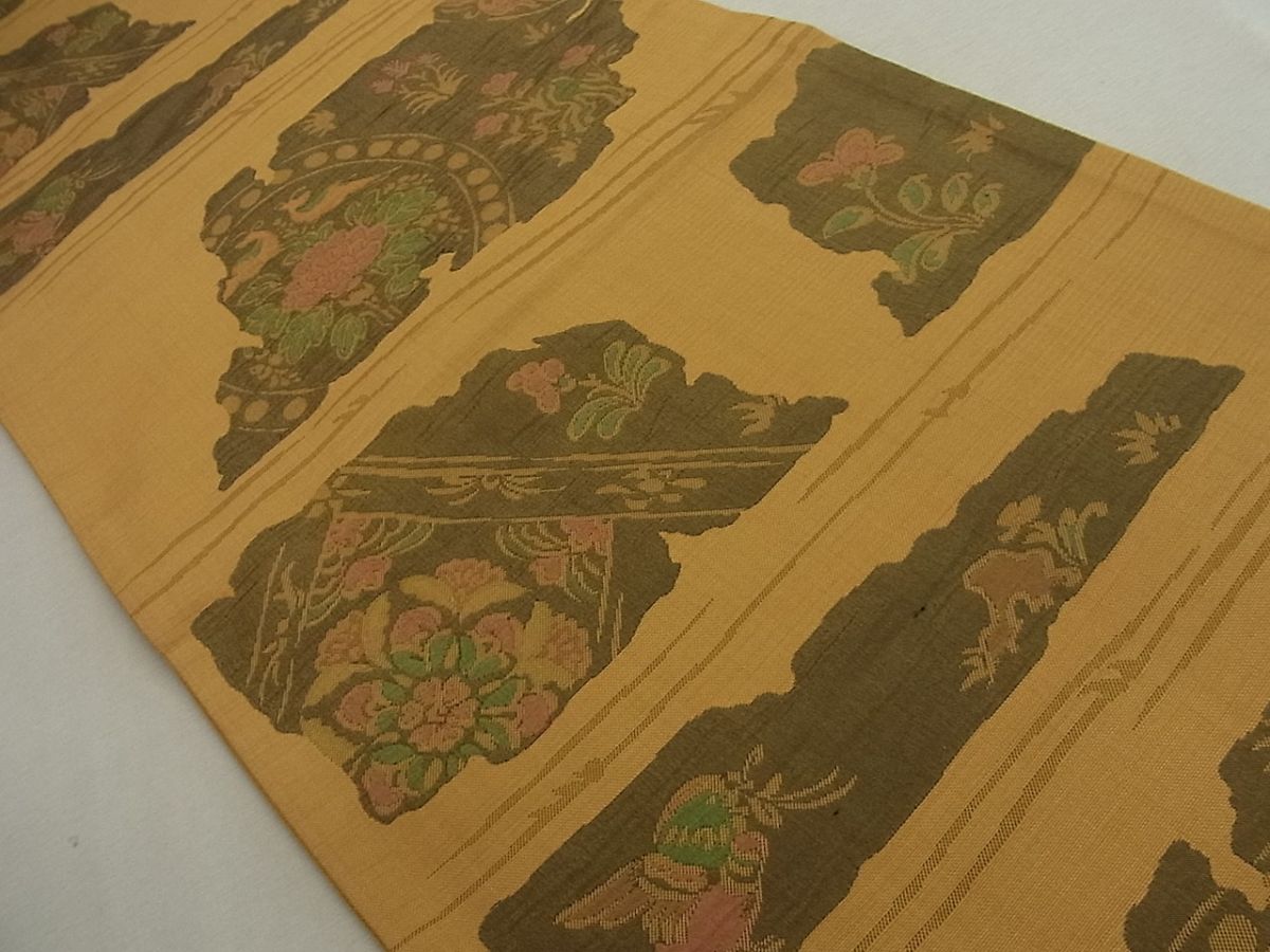 平和屋着物◎六通柄袋帯 横段絵皿花文 逸品 CAAG5337ak