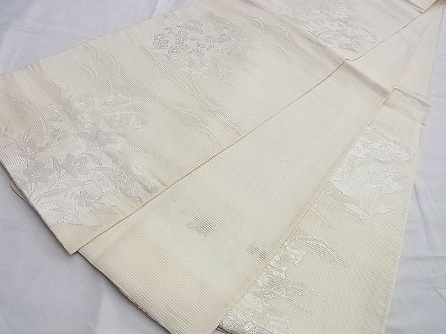 平和屋着物■夏物 六通柄袋帯 唐織 秋草文 銀糸 逸品 BAAI0761du