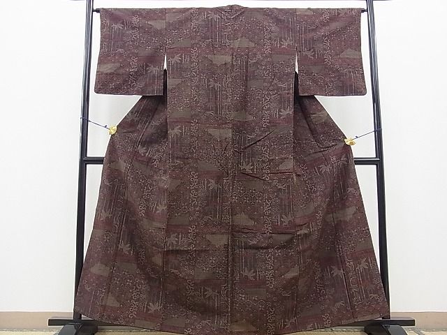 平和屋着物■上質な紬 笹竹吉祥文 逸品 BAAH1732gt
