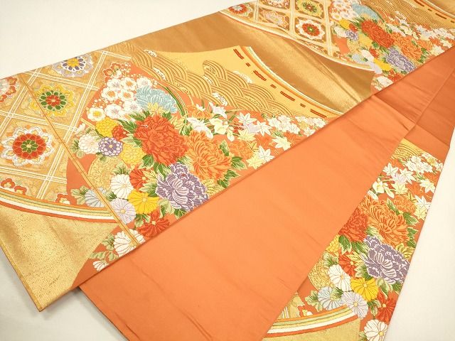 平和屋着物◎六通柄袋帯 唐織 正倉院流水草花文 金銀糸 逸品 CAAG2311eg