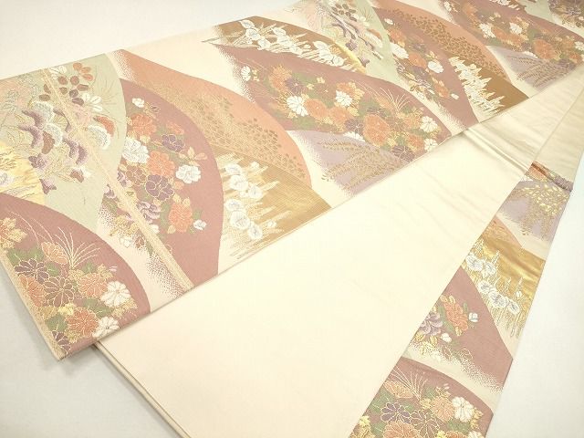 平和屋着物◎六通柄袋帯 唐織 遠山草花文 金銀糸 逸品 CAAG2310eg