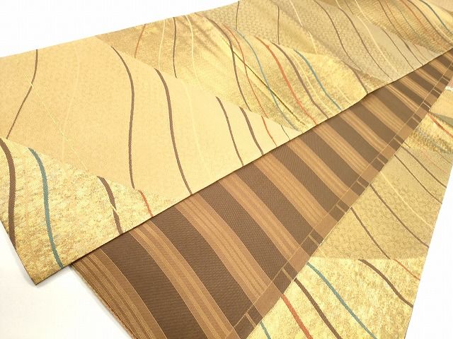 平和屋着物◎両面 全通柄袋帯 静波 金糸 引箔 逸品 CAAG2341eg