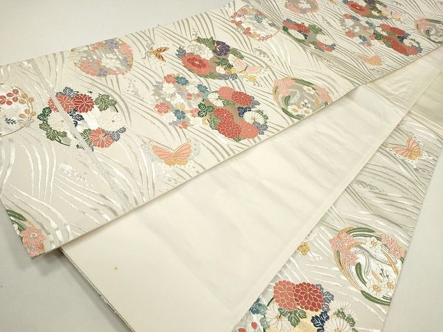平和屋着物◎六通柄袋帯 唐織 能衣花丸波文 金銀糸 逸品 CAAG2337eg