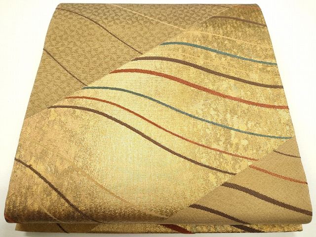平和屋着物◎両面 全通柄袋帯 静波 金糸 引箔 逸品 CAAG2341eg