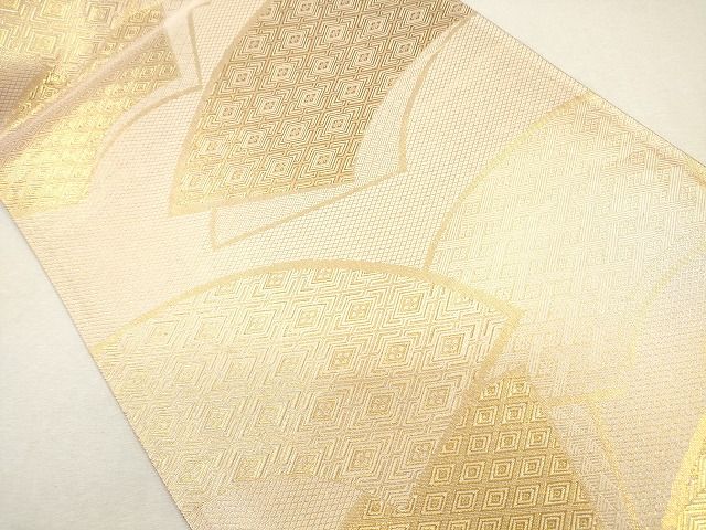 平和屋着物◎佐賀錦 両面 全通柄袋帯 地紙重ね菱花文 金糸 逸品 CAAG2353eg