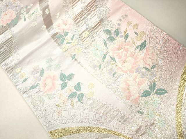 平和屋着物◎六通柄袋帯 唐織 草花文 金銀糸 逸品 CAAG2471eg
