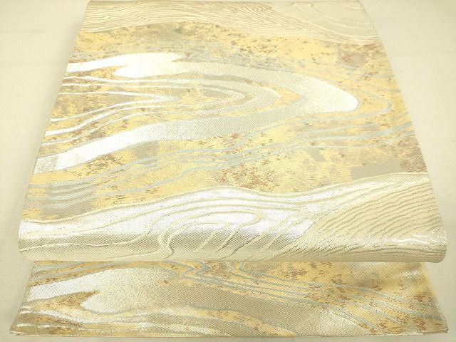 平和屋着物◎六通柄袋帯 流水文 銀糸 逸品 DAAG5975tw