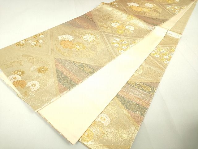 平和屋着物◎六通柄袋帯 花鳥菱文 金糸 逸品 DAAH9501tw