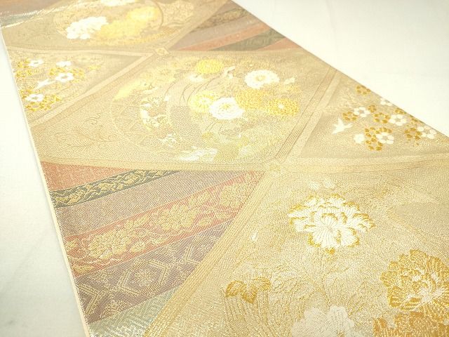 平和屋着物◎六通柄袋帯 花鳥菱文 金糸 逸品 DAAH9501tw