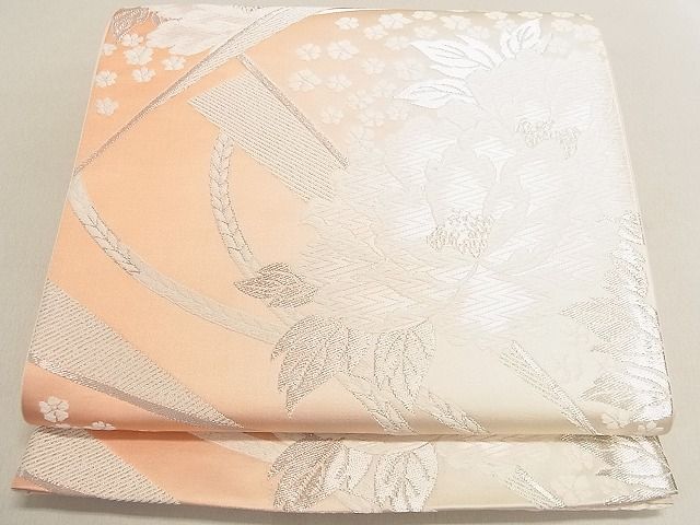 平和屋着物◎六通柄袋帯 唐織 草花文 銀糸 逸品 DAAH0765cm