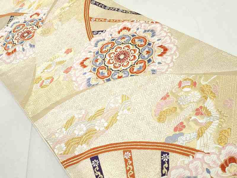 平和屋着物◎六通柄袋帯 唐織 青海波扇紋 逸品 DAAG3821ea