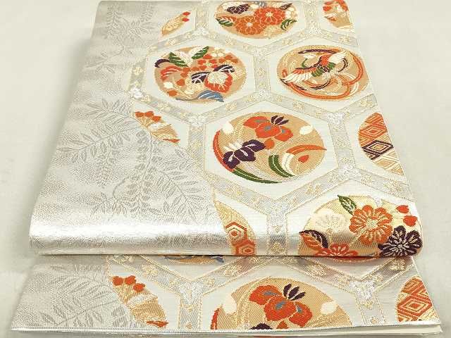 平和屋着物◎六通柄袋帯 鳳凰亀甲花丸文 金銀糸 逸品 DAAG3945ea