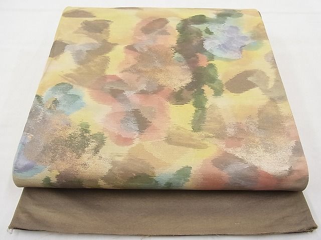 平和屋着物◎西陣 六通柄袋帯 霞文 金糸 引箔 逸品 未使用 BAAI1233sa