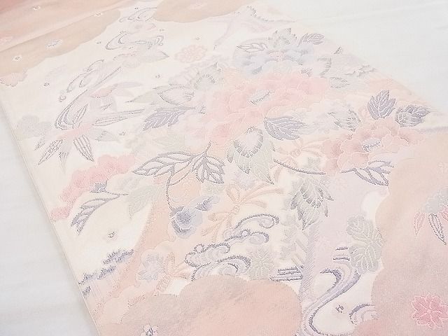 平和屋着物◎太鼓柄袋帯 すくい織 花鳥唐草文 逸品 BAAI1248sa