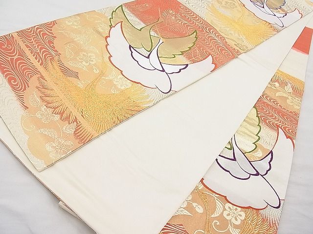 平和屋着物◎六通柄袋帯 唐織 飛鶴松花唐草文 金銀糸 逸品 BAAI1251sa