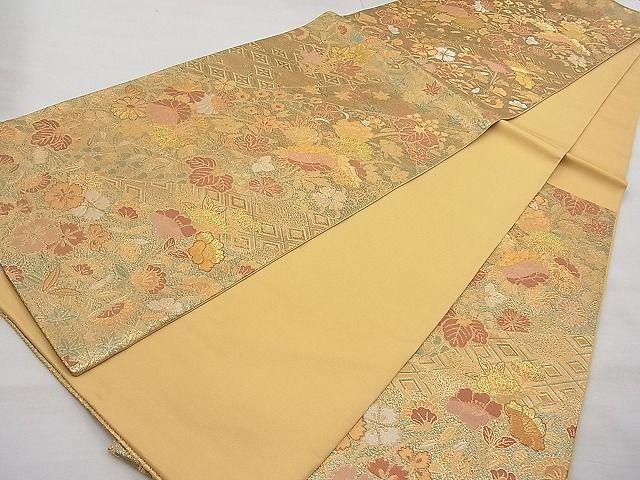 平和屋着物◎六通柄袋帯 流水草花文 金銀糸 逸品 BAAI1286sa