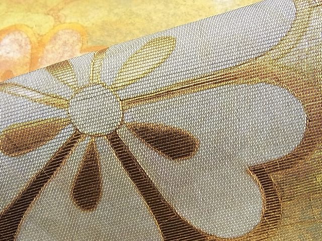 平和屋着物◎太鼓柄袋帯 雪輪舞桜文 黒地 金彩 引箔 逸品 BAAI1279sa