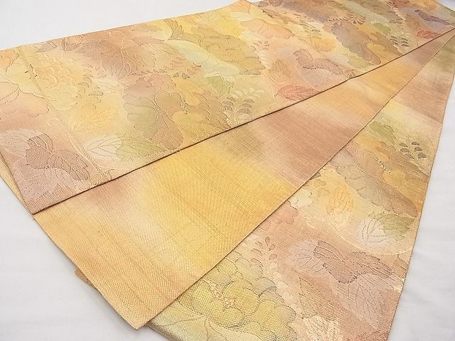 平和屋着物◎佐賀錦 六通柄袋帯 牡丹唐草文 金銀糸 逸品 BAAI9309sa