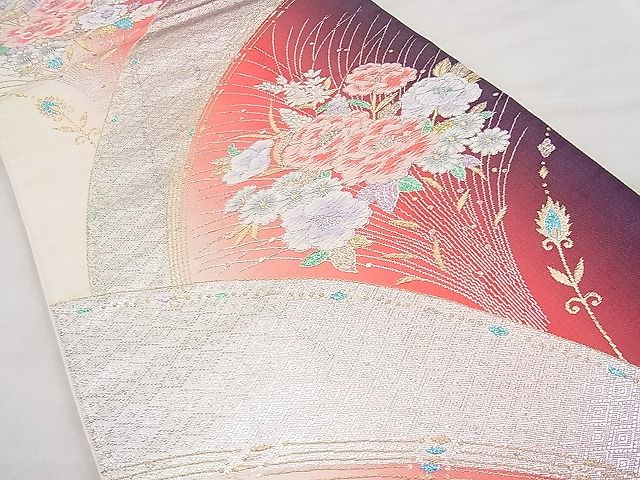 平和屋着物◎六通柄袋帯 唐織 草花文 金銀糸 逸品 BAAI9307sa
