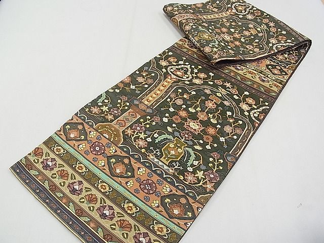 平和屋本店■最高級 明綴れ 袋帯 草花文 金糸 逸品 CYAA0557s4