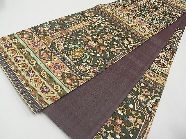 平和屋本店■最高級 明綴れ 袋帯 草花文 金糸 逸品 CYAA0557s4