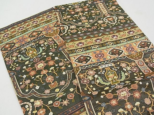 平和屋本店■最高級 明綴れ 袋帯 草花文 金糸 逸品 CYAA0557s4