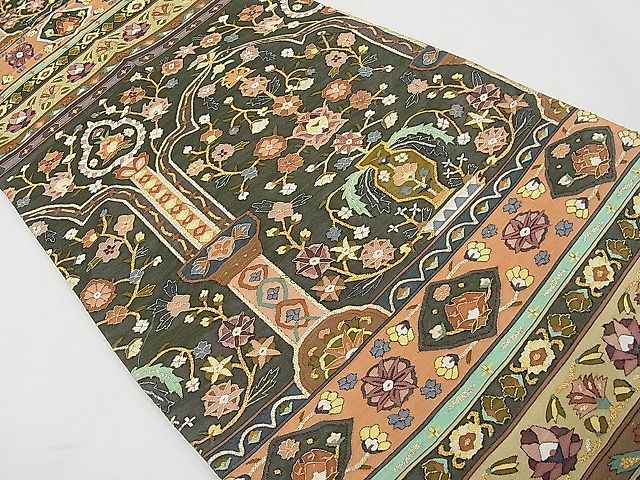 平和屋本店■最高級 明綴れ 袋帯 草花文 金糸 逸品 CYAA0557s4
