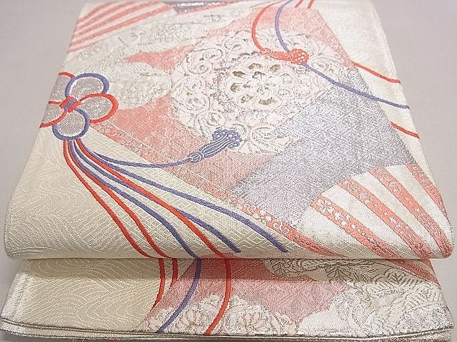 平和屋着物◎佐賀錦 六通柄袋帯 正倉院扇面花文 金銀糸 逸品 DAAH0293ya
