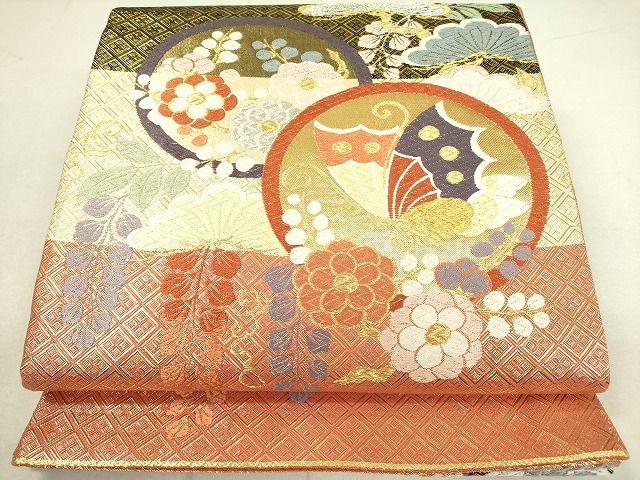 平和屋着物◎佐賀錦 六通柄袋帯 唐織 舞蝶松花文 金銀糸 逸品 DAAH4650yyy