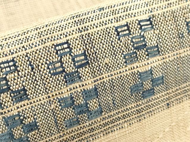 平和屋本店■希少 夏物 人間国宝 平良敏子 喜如嘉の芭蕉布 花織 八寸名古屋帯 やまと誂製 正絹 逸品 未使用 KAAA1531kk4