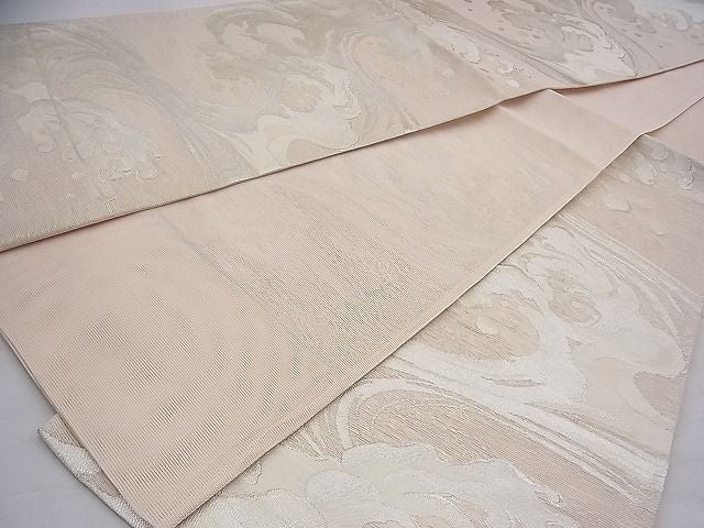 平和屋着物■夏物 六通柄袋帯 立波文様 銀糸 逸品 BAAI7924ea