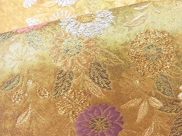 平和屋着物◎六通柄袋帯 唐織 桜花讃歌文 灰陶箔 金銀糸 逸品 BAAI2060ns