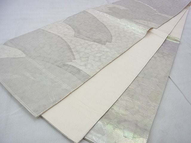 平和屋着物◎六通柄袋帯 地紙文様 銀糸 逸品 BAAI0480if