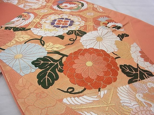 平和屋着物◎六通柄袋帯 唐織 鳳凰蜀江切嵌文様 金糸 逸品 BAAI0476if