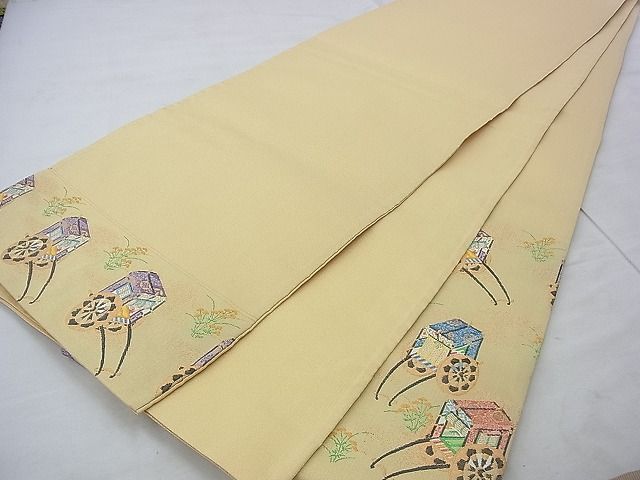 平和屋着物◎太鼓柄袋帯 御所車秋草文 金糸 逸品 BAAI0478if