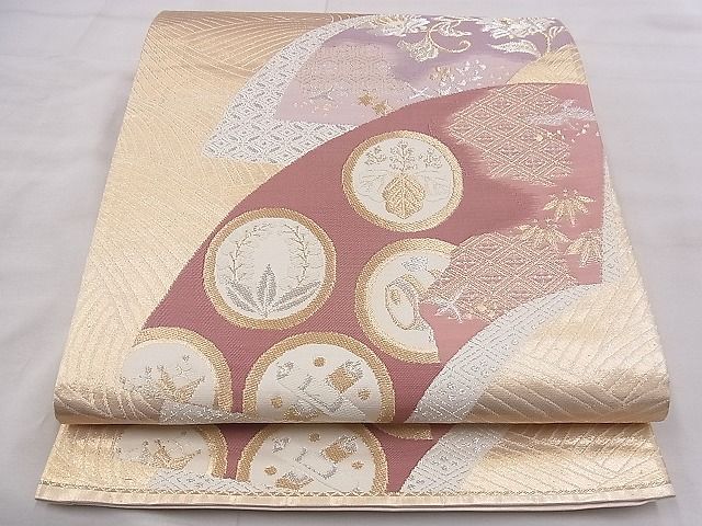 平和屋着物◎西陣 六通柄袋帯 唐織 地紙吉祥草花文 金銀糸 逸品 BAAI5426if