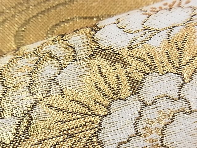 平和屋着物◎佐賀錦 六通柄袋帯 琳派地紙花鳥文 金銀糸 逸品 BAAI5419if