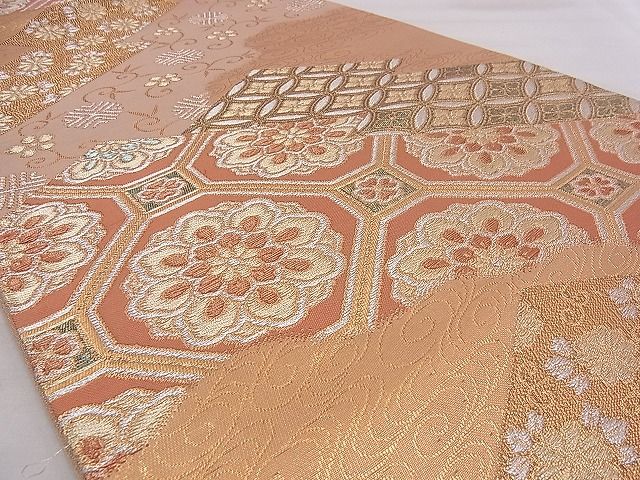 平和屋着物◎六通柄袋帯 松皮菱蜀江文 金銀糸 逸品 BAAI5422if