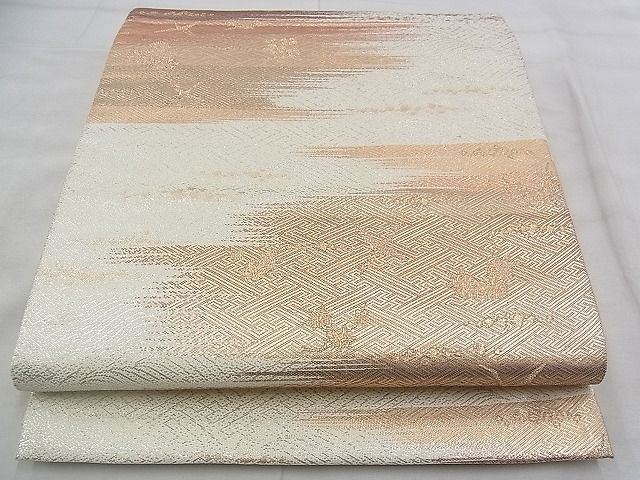 平和屋着物◎六通柄袋帯 飛鶴霞草花文 金銀糸 逸品 BAAI5496if