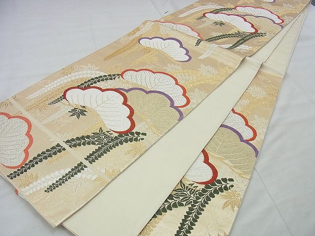 平和屋着物◎六通柄袋帯 唐織 光琳松 金糸 逸品 BAAI5480if