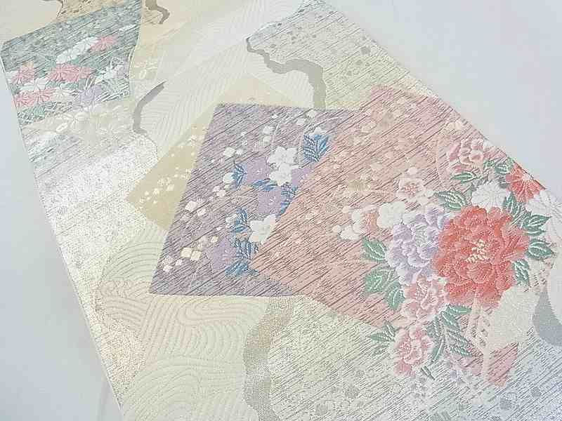 平和屋着物◎六通柄袋帯 唐織 立波色紙重ね花文 金銀糸 逸品 DAAG1349we
