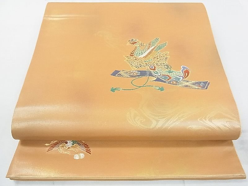 平和屋着物◎六通太鼓柄袋帯 冠鶴 金糸 逸品 DAAG1382we