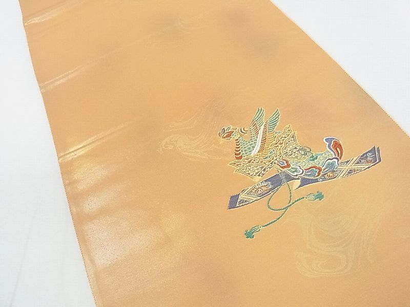 平和屋着物◎六通太鼓柄袋帯 冠鶴 金糸 逸品 DAAG1382we
