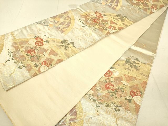 平和屋着物◎六通柄袋帯 流水花籬文 金銀糸 逸品 DAAH2414ud