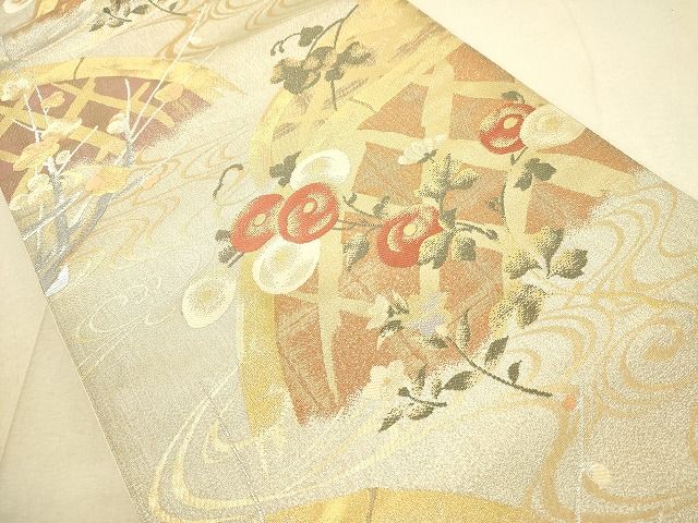 平和屋着物◎六通柄袋帯 流水花籬文 金銀糸 逸品 DAAH2414ud
