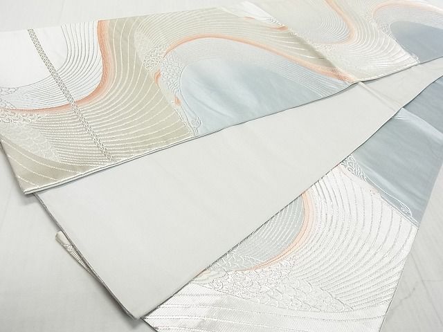 平和屋着物◎六通柄袋帯 鶴文 銀糸 逸品 DAAG7752rt